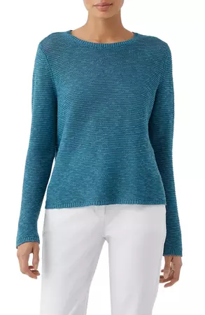 Eileen Fisher Textured Crewneck Organic Linen & Cotton Sweater | Nordstrom