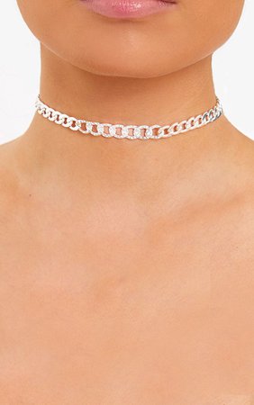 Silver Diamante Link Chain Choker. Accessories | PrettyLittleThing