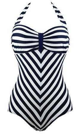 Navy Blue And white Swimsuit