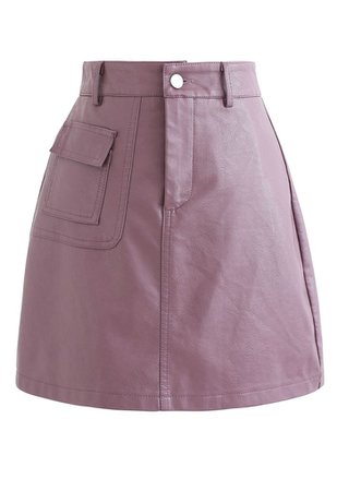 Pocket Faux Leather Texture Skirt in Black - Retro, Indie and Unique Fashion