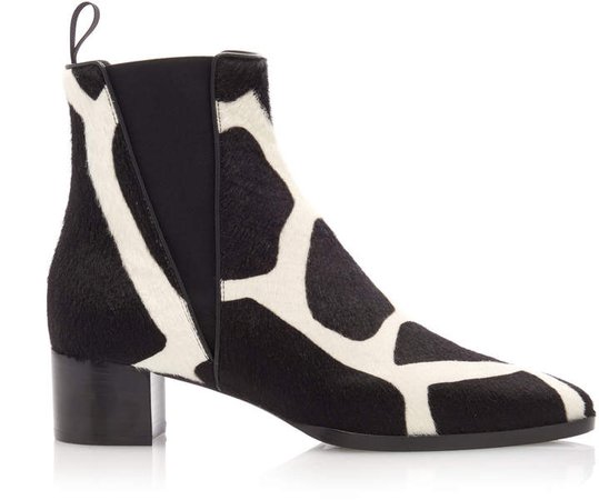 Printed Calf Hair Ankle Boots