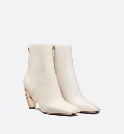Dior Rhodes Heeled Ankle Boot White Supple Calfskin | DIOR