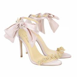 Mariee Bow Jewel Stiletto Blush Party & Evening Shoes | Bella Belle