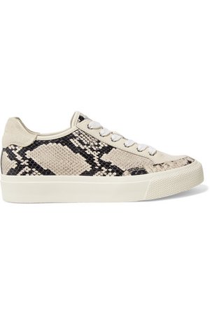 rag & bone | Army suede-trimmed snake-effect leather sneakers | NET-A-PORTER.COM