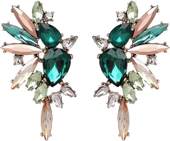 Amazon.com: Fashion Vintage Drop Dangle Statement Earrings For Women Trendy Formal Girls Green Summer Crystal Earrings: Clothing, Shoes & Jewelry