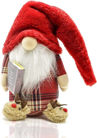 Amazon.com: Madanar Pajama Christmas Gnome Plush Holding The Night Before Christmas Swedish Decor for Tiered Tray Shelf Table Decorations (Christmas) : Home & Kitchen