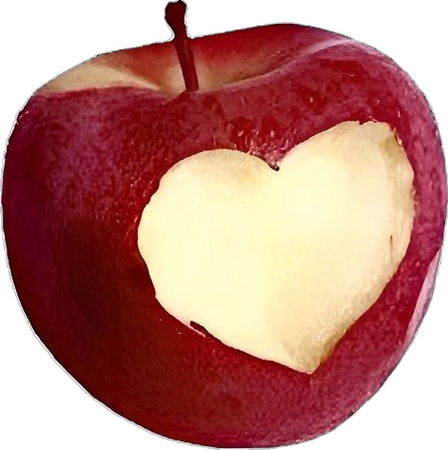 apple valentine's day aesthetic bitten heart