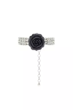 CRYSTAL CHOKER WITH ROSE EMBELLISHMENT – Alessandra Rich
