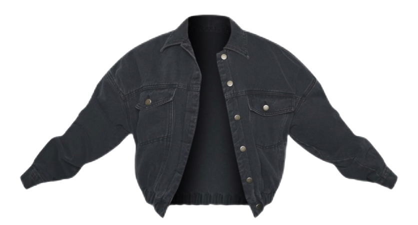 PLT- washed black oversized elasticated hem quilted denim jacket