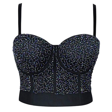 Women's Rhinestone Colorful Beaded Punk Goth Push up Bustier Club Party Crop Top Vest | Wish