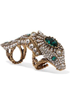 Gucci | Gold-tone crystal ring | NET-A-PORTER.COM