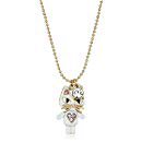 Betsey Johnson Pink/Rose Gold Cat Pendant Necklace Pink One Size: Clothing