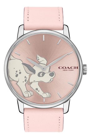 COACH x Disney 101 Dalmatians Grand Leather Strap Watch, 40mm | Nordstrom
