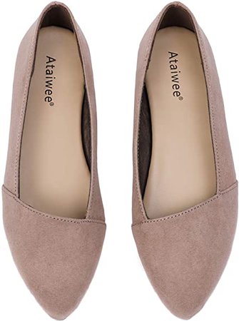 Amazon.com | Ataiwee Women's Ballet Flats - Soft Pointed Toe Suede Classic Flat Shoes.(2007008-2, TA/MF, 6 M) | Flats