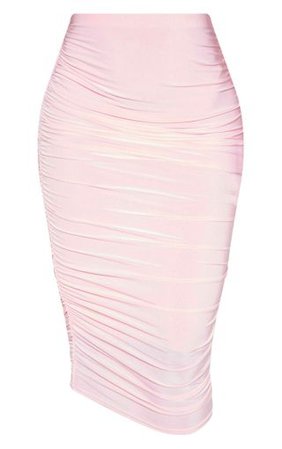 Baby Pink Second Skin Midi Skirt | Skirts | PrettyLittleThing