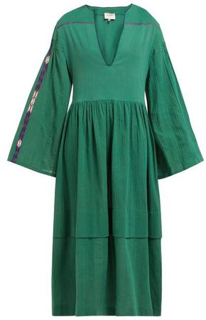 Zeus + Dione - Astypalaia Embroidered Cotton Midi Dress - Womens - Green