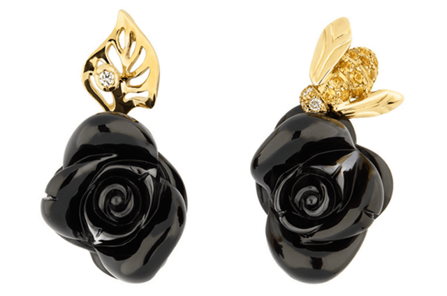Dior Black Rose Earrings