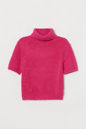 Fluffy Turtleneck Sweater - Cerise - Ladies | H&M US