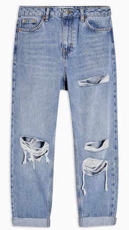 TOPSHOP PETITE Bleach Stone Rip Mom Tapered Jeans