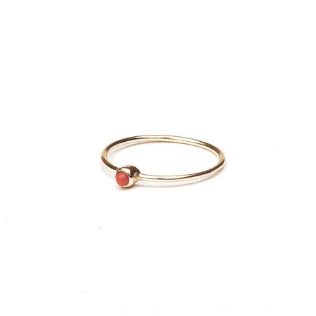 18k Gold Coral Ring Coral Ring Stacking Ring Dainty Ring | Etsy