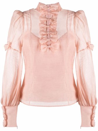 Shop ZIMMERMANN Postcard Bow organza blouse with Express Delivery - FARFETCH
