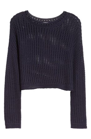 Crochet Crewneck Cotton Sweater | Nordstrom