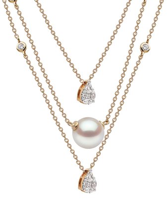 Yoko London 18kt Yellow Gold Moonlight Akoya Pearl Diamond Necklace - Farfetch