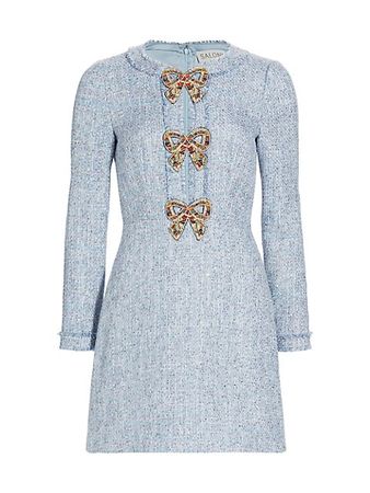 Shop Saloni Camille Bow Tweed Minidress | Saks Fifth Avenue