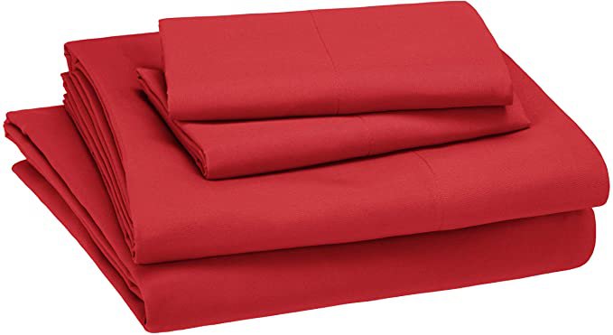 Amazon.com: AmazonBasics Kid's Sheet Set - Soft, Easy-Wash Lightweight Microfiber - Full, Red: Home & Kitchen