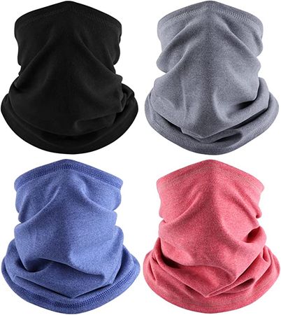 LUOLIIL VOE 4 Pack Winter Neck Warmer, Neck Gaiter for Men & Women, Soft Fleece Ski Face Cover Mask Scarf for Cold Weather Snowboarding Skiing Cycling Outdoor Sports at Amazon Men’s Clothing store