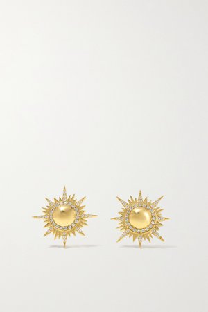 Gold Il Sole 18-karat gold diamond earrings | Sorellina | NET-A-PORTER