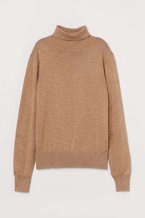 Fine-knit Turtleneck Sweater - Beige melange - Ladies | H&M US