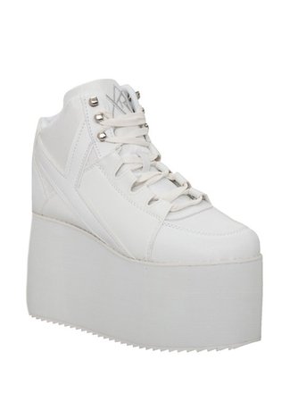 YRU Qozmo Hi-White Platform Sneakers