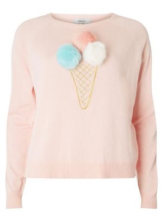 only pink ice cream dorothy perkins pom knit top