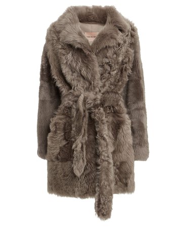 Yves Salomon | Belted Curly Shearling Coat | INTERMIX®