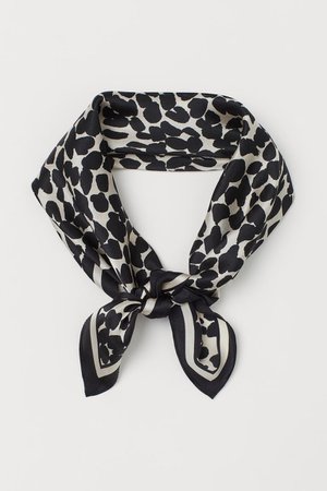 Patterned Silk Scarf - Light beige/black patterned - Ladies | H&M US