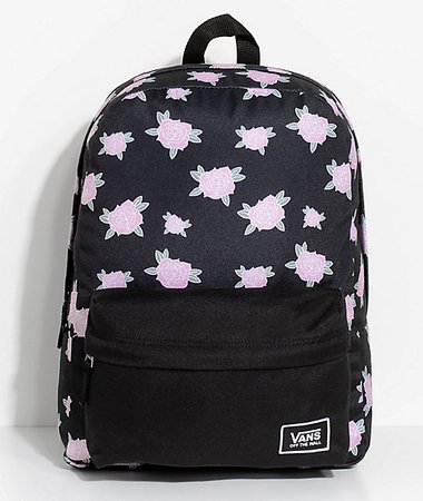 Vans Realm Pink & Black Floral 22L Backpack | Zumiez
