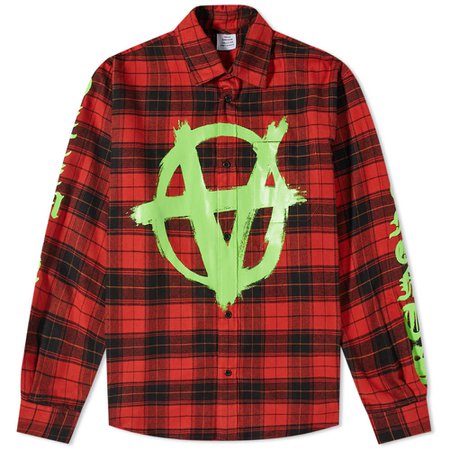 VETEMENTS Anarchy Check Flannel Shirt Red & Black | END.
