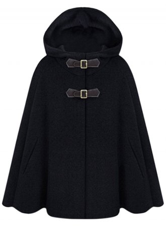 Women's Winter Wool Blend Hooded Pockets Cape Cloak Coat - STYLESIMO.com