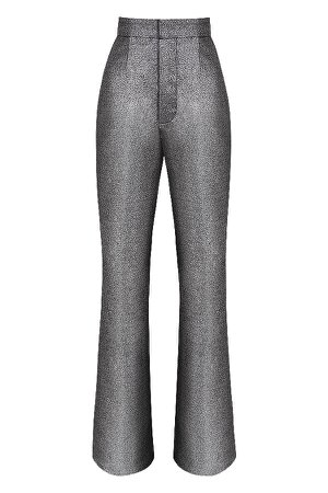 Clothing : Trousers : 'Jas' Silver Kick Flare Trousers