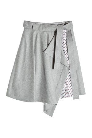 Asymmetric Skirt with Pleated Insert Gr. FR 38