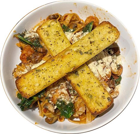 pasta with garlic bread