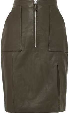 Pollard Leather Skirt - Dark green