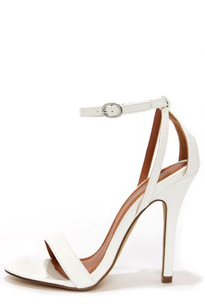 white ankle strap sandals heels