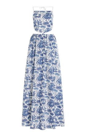 Myla Cutout Printed Stretch-Cotton Maxi Dress By Staud | Moda Operandi