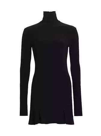 Shop Norma Kamali Turtleneck Jersey Long-Sleeve Mini Dress | Saks Fifth Avenue