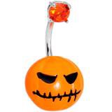 Orange Gem Scary Halloween Jack O Lantern Belly Ring – BodyCandy