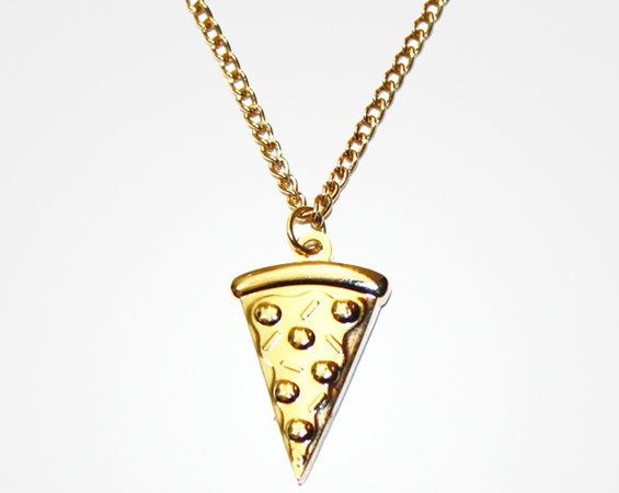 gold pizza necklace pendant