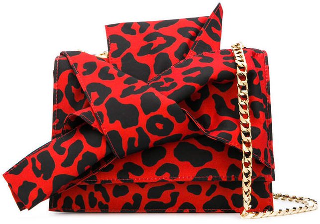 leopard print abstract bow cross-body bag