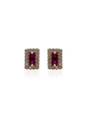 Suzanne Kalan 18Kt Rose Gold Ruby Diamond Earrings | Farfetch.com